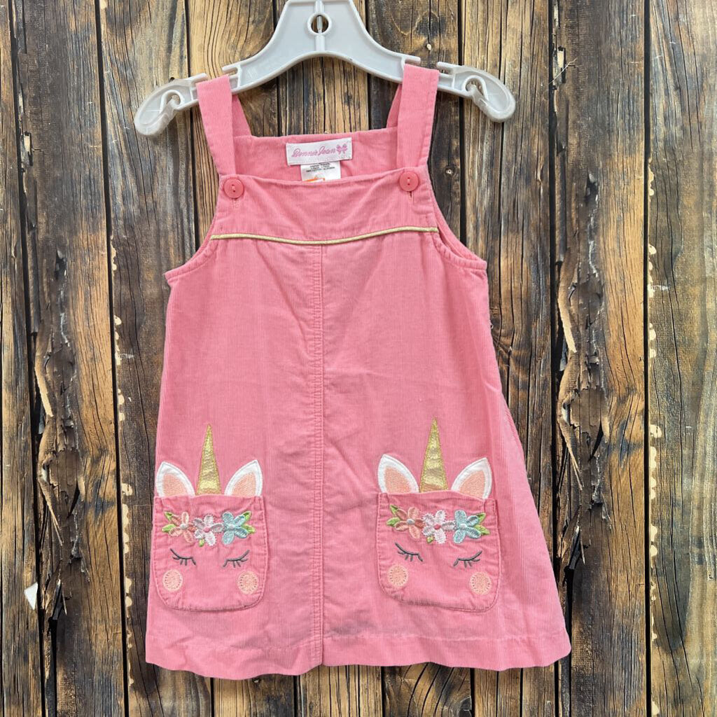 Bonnie Jean Pink Corduroy Unicorn Dress, Girls 2T