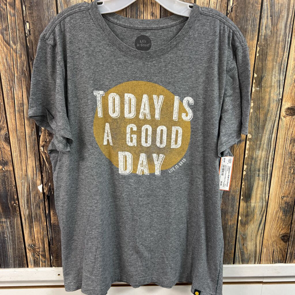 Life is Good Grey/Yellow Tee, Womens L
