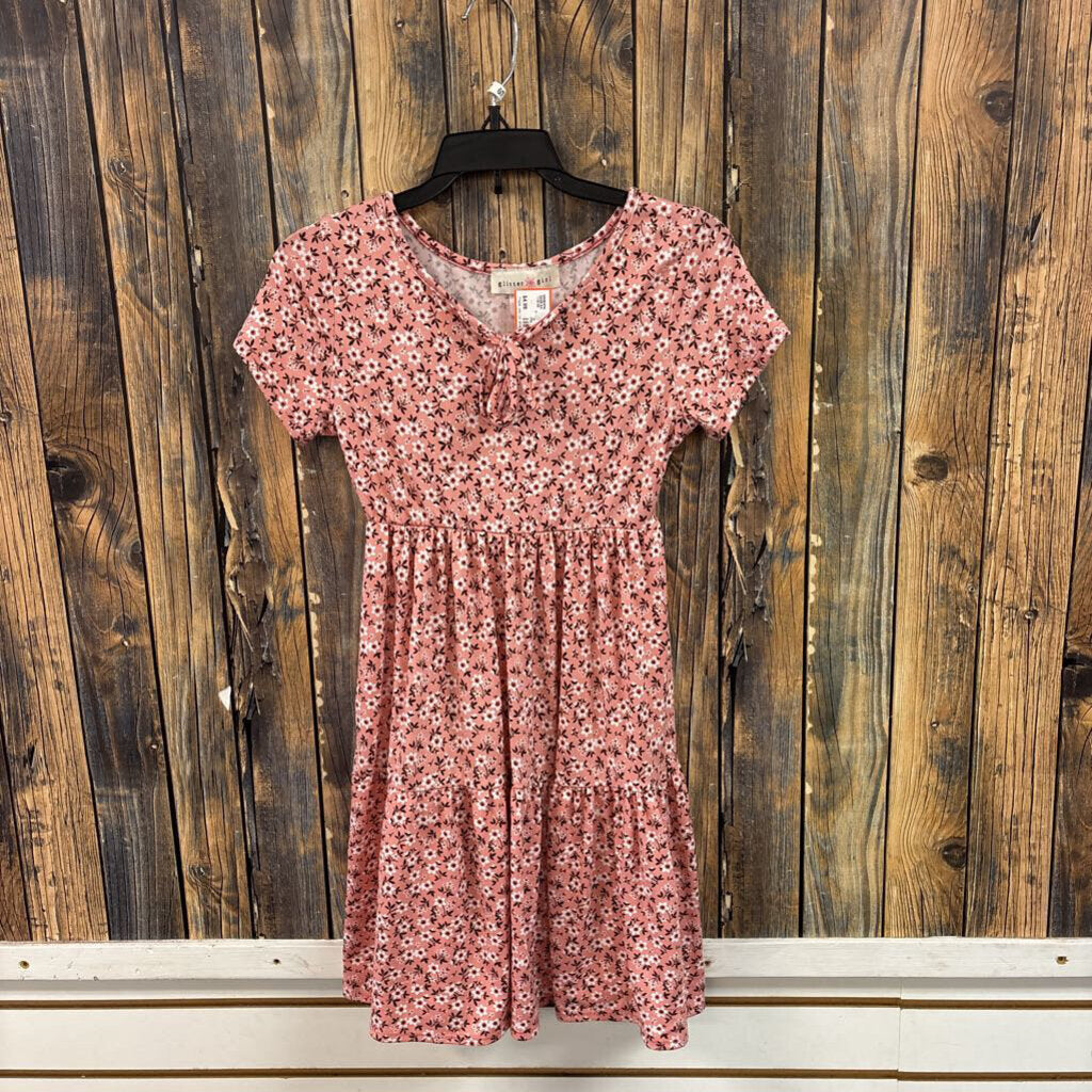 Glitter Girl Buttery Soft Pink Floral Dress (1), Girls 10/12