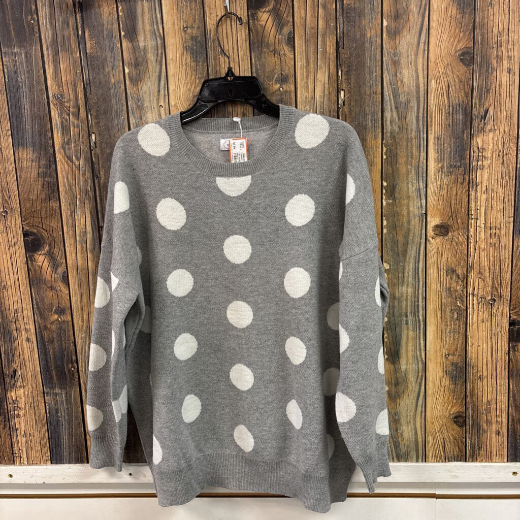 NWT Mudpie Grey Dot Sweater, Womens S