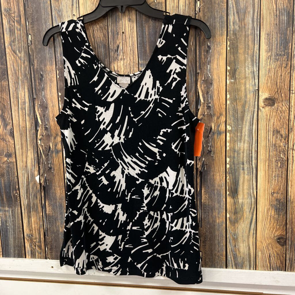 Chicos Soft White/Black Top, Womens 1
