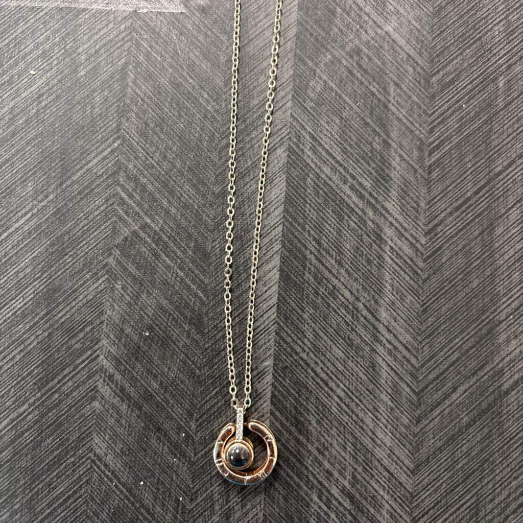 Sterling Silver Chain w Rose Gold Plated Pendant