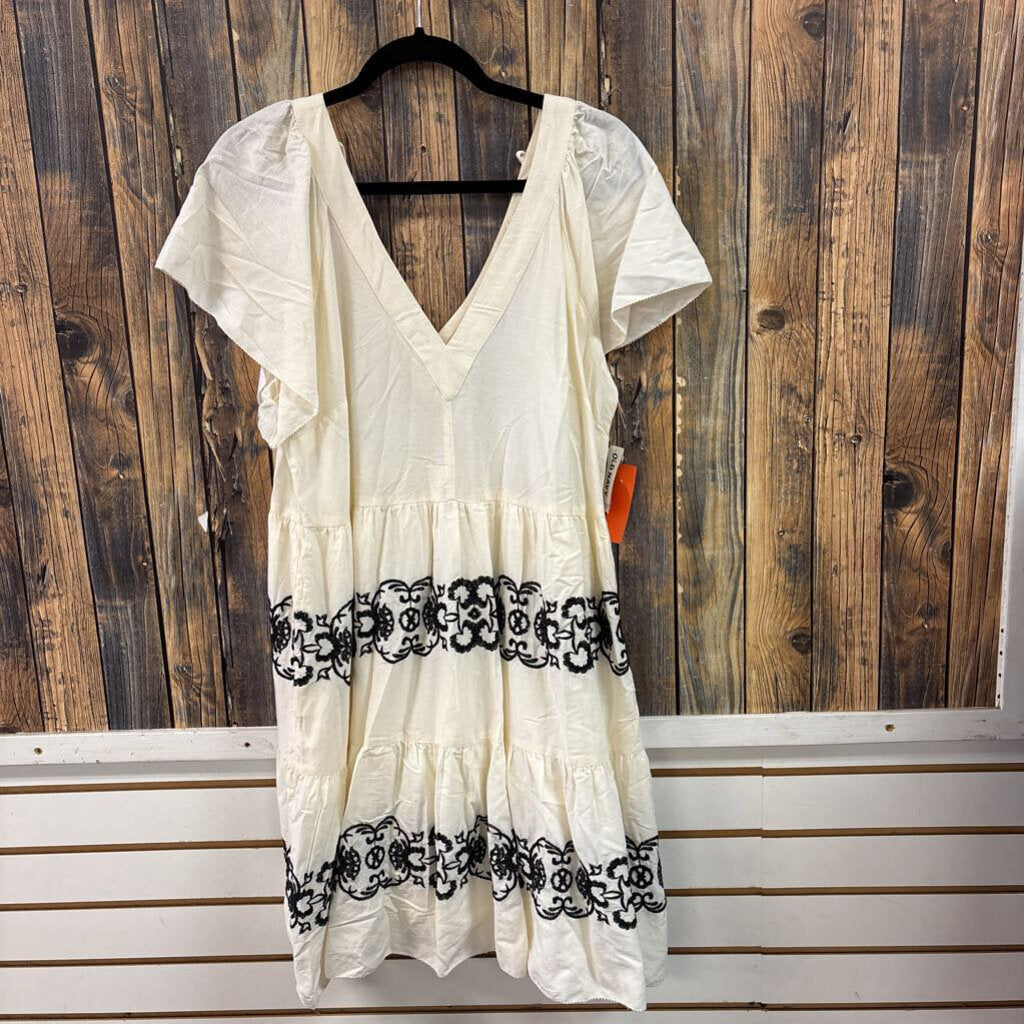Cream Dress with Embroidery, NWT Women's L