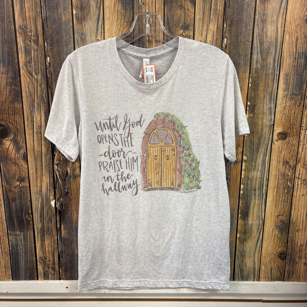 "Until God Opens The Door" Tee, Womens small