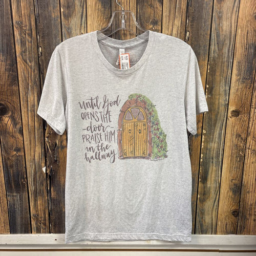 "Until God Opens The Door" Tee, Womens small