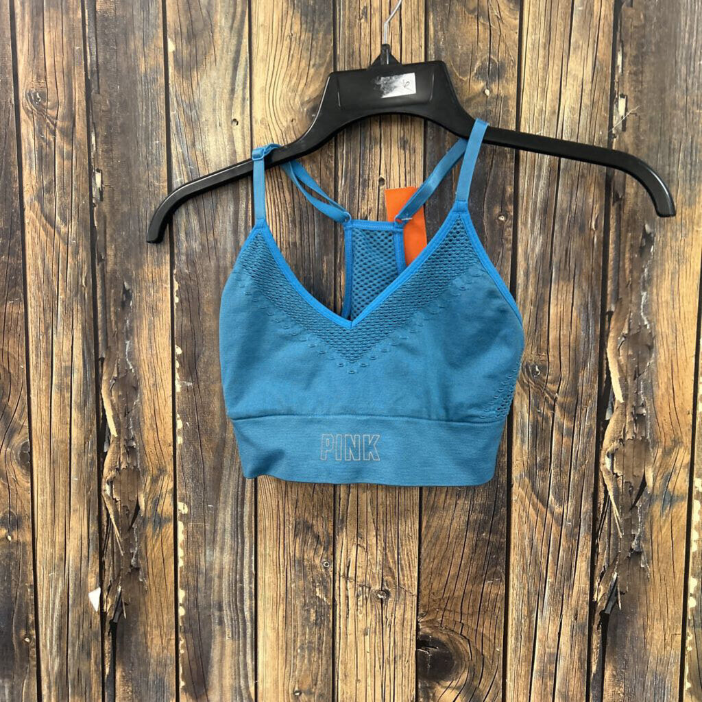 PINK Blue Sports Bra, Women's XS