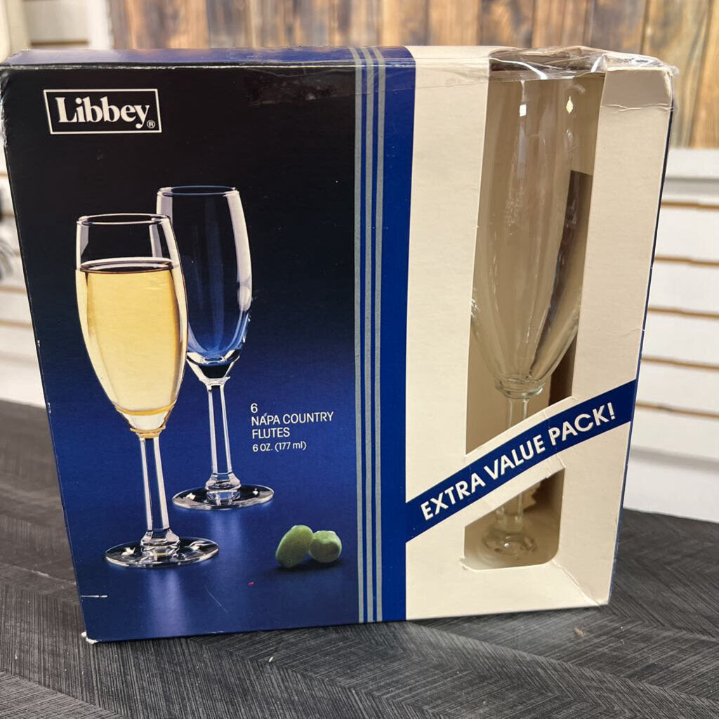 New Libbey Napa Country Flutes 6 6 OZ Flutes