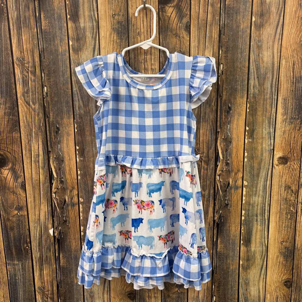 Blue Cow Dress Girl's Size 5-6T