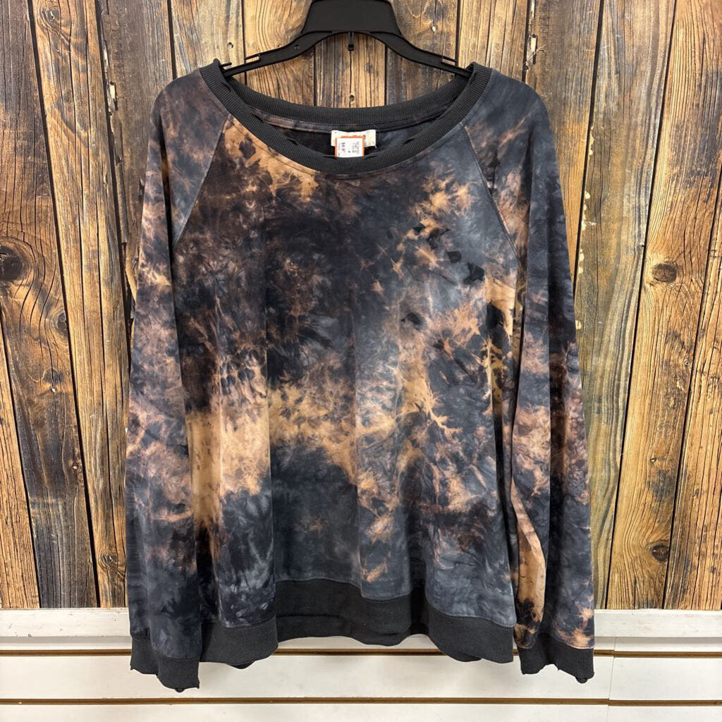 Umgee Distressed Tie-Dye Top, Womens L