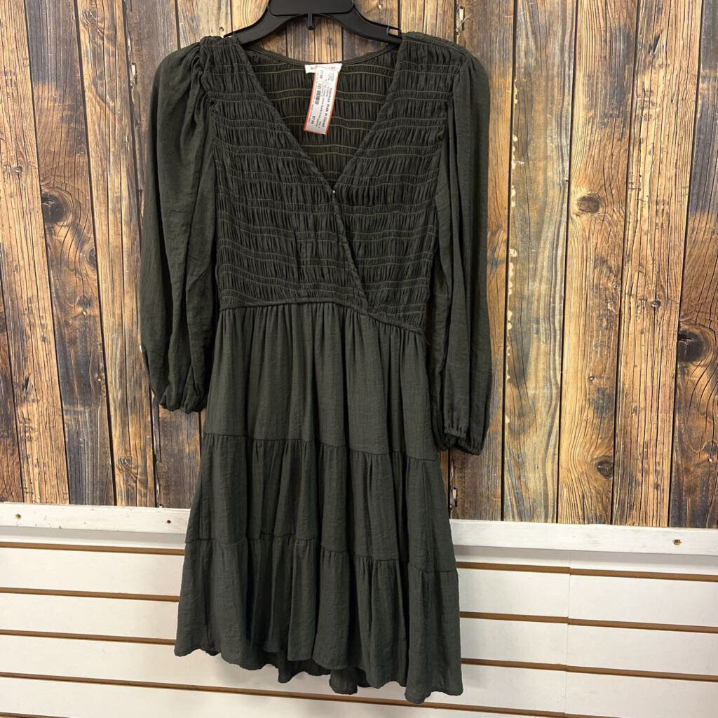 Blu Pepper Green Ruffle Dress, Womens S