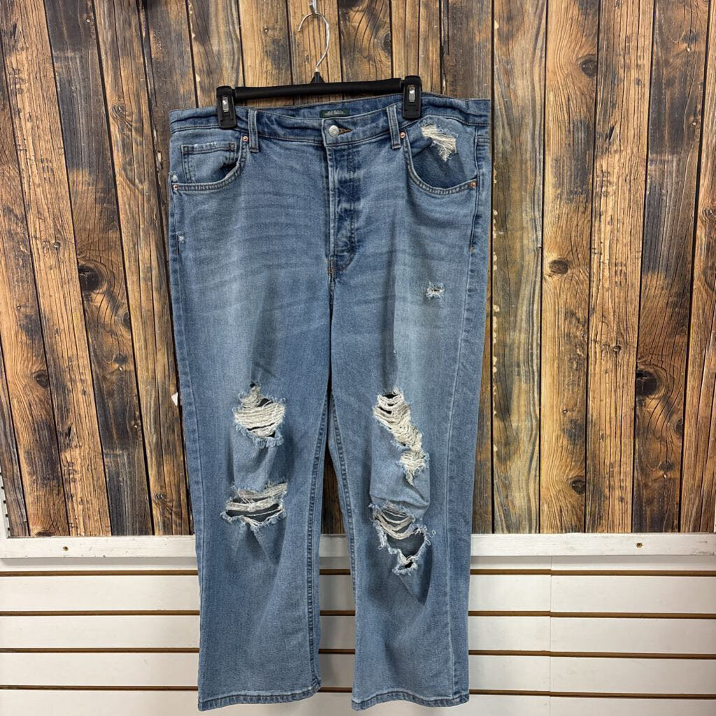 Distressed Medium Wash Jeans, Womens 16