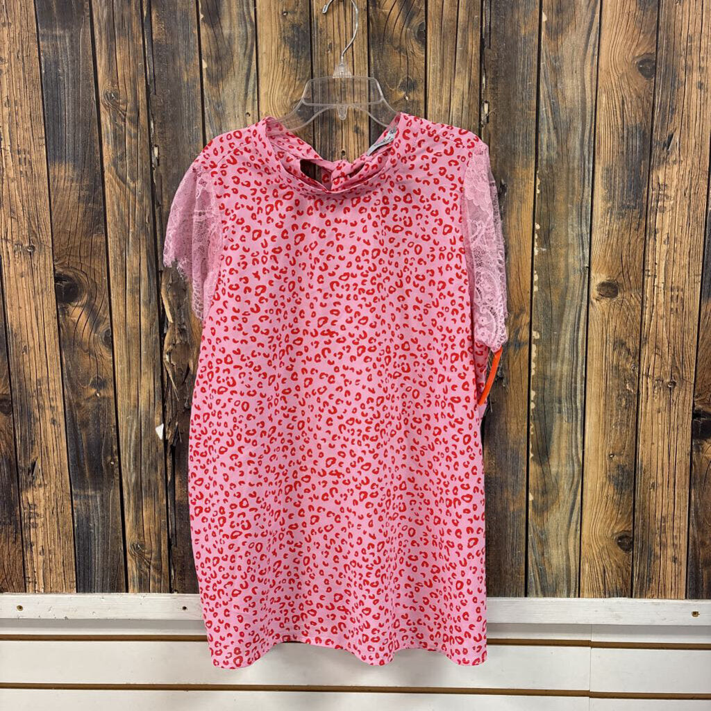 Animal Print Lace Sleeve Top, Womens XL