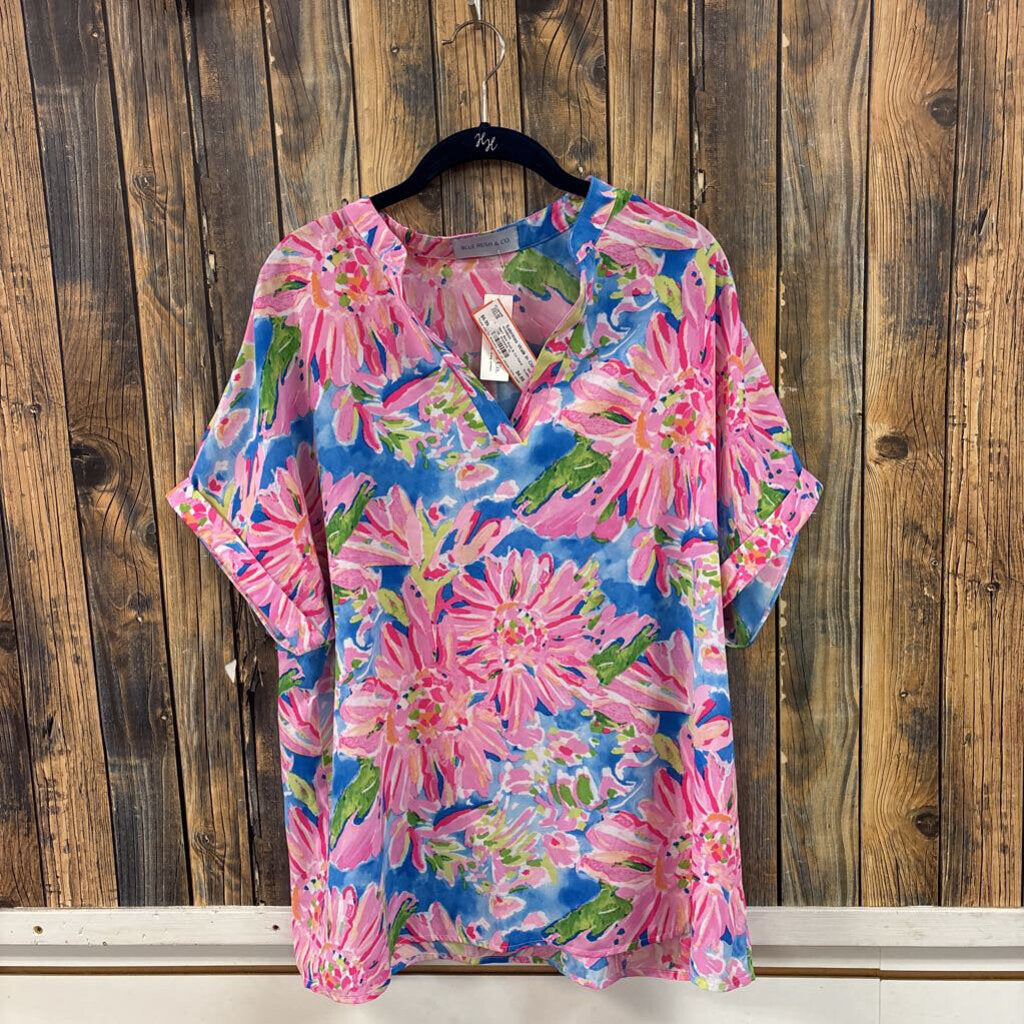 NWT Blue Rush & Co Floral Top, Womens XL