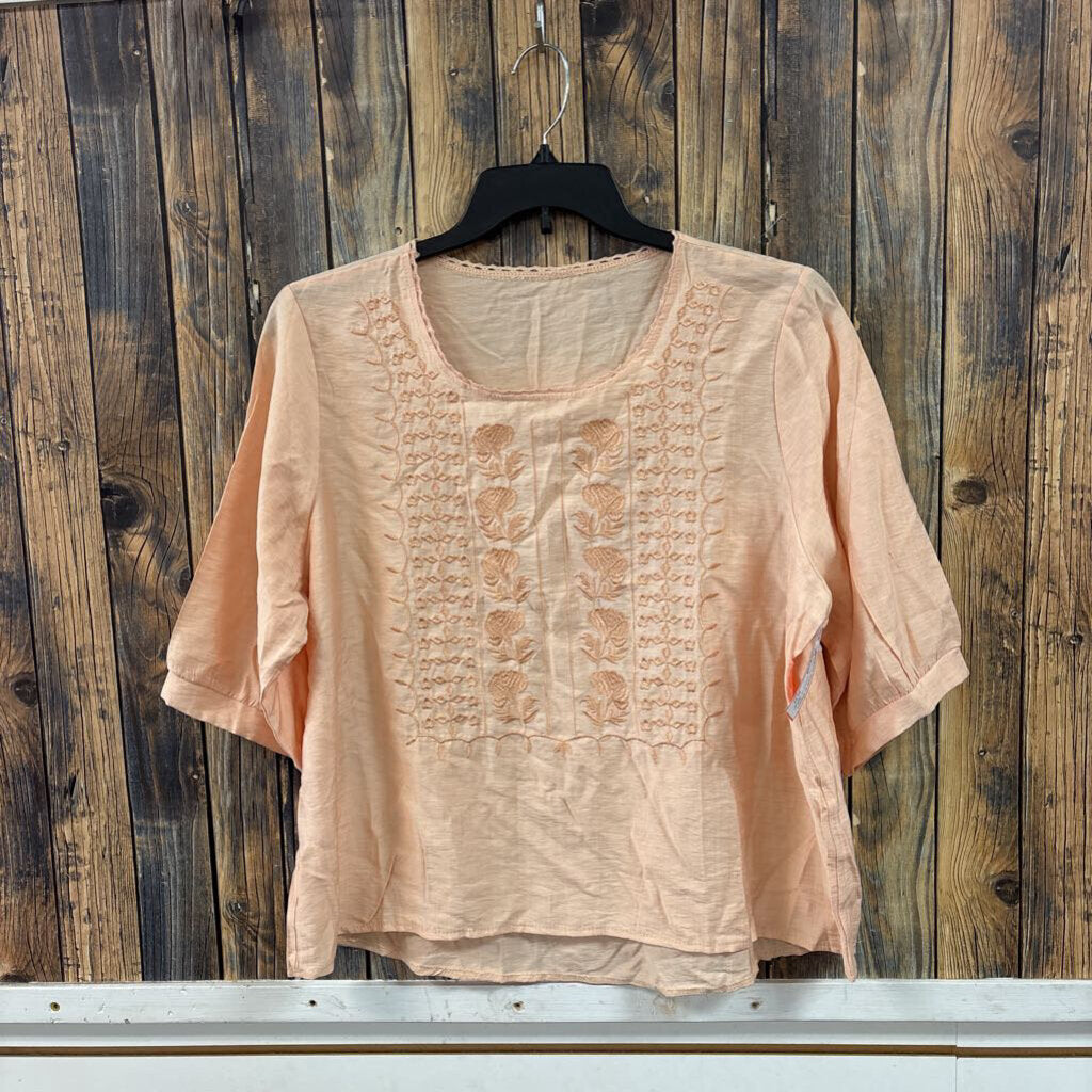 Peach Floral Top, Womens 2X
