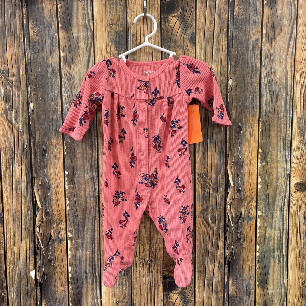 Carters Waffle Knit Floral Sleeper, Girls 3M