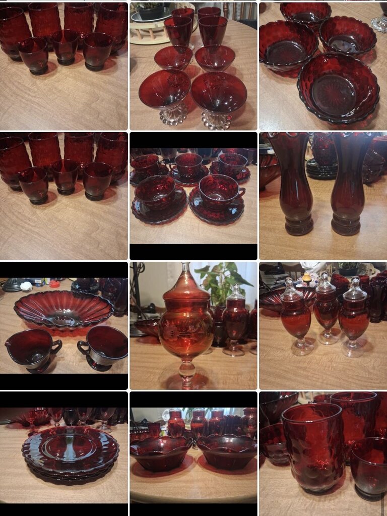 Anchor Hocking Ruby Red Dish Set- No Shipping