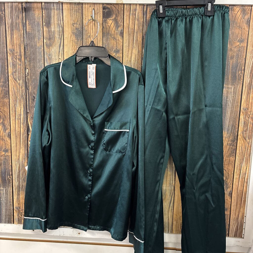 Silky Green PJ Set, Womens L