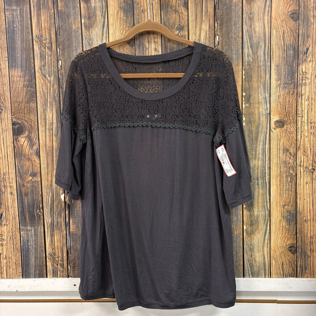 Jodifl Grey Lace Top, Womens L