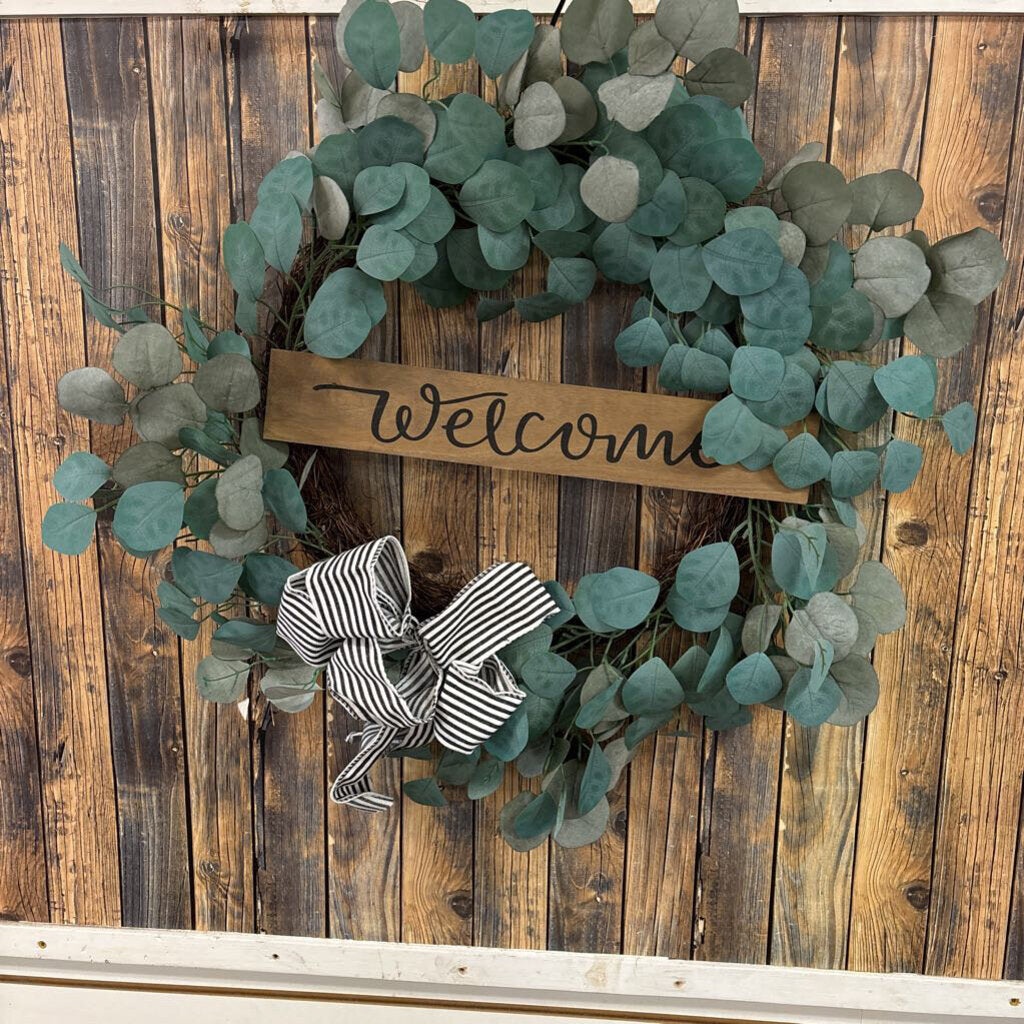 Welcome Greenery Wreath - NO SHIP - 20IN