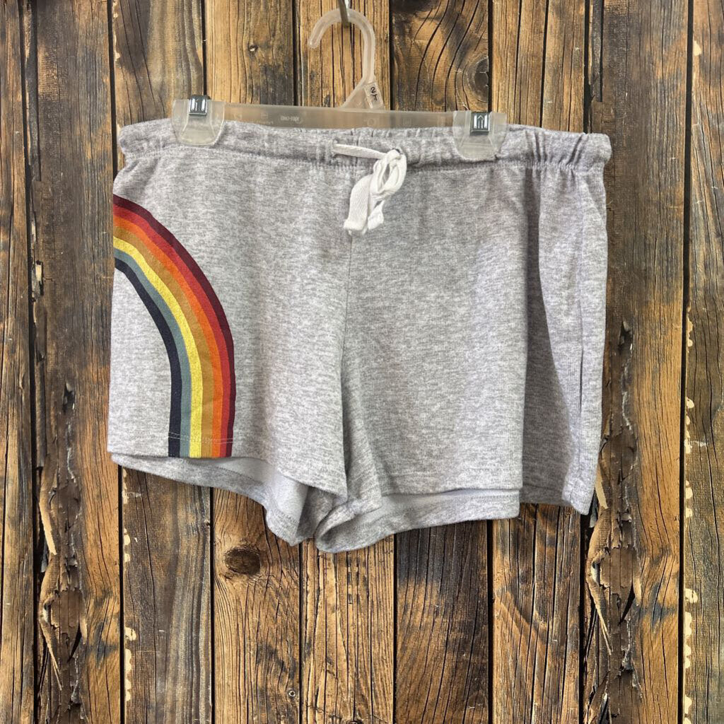 Buttery Soft Grey Rainbow Shorts, Womens M