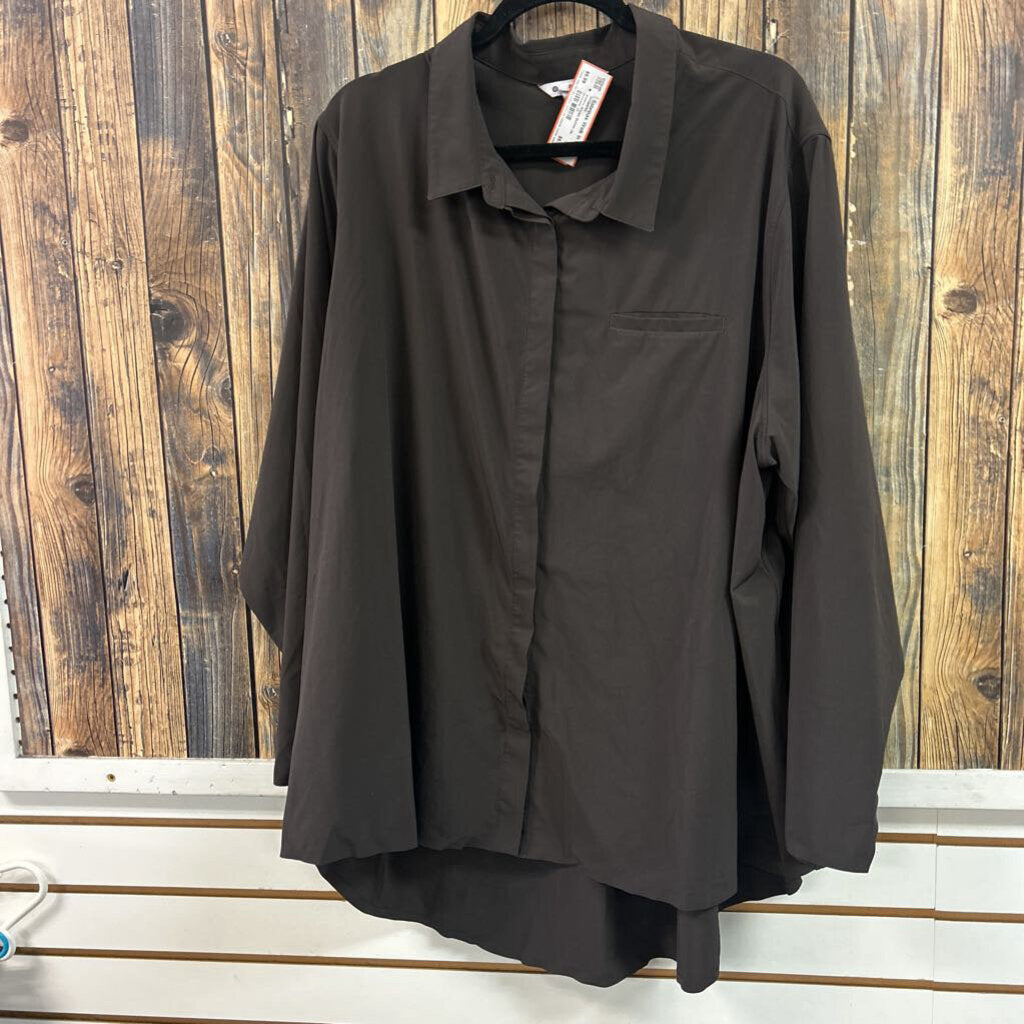 Athleta Brown Button Up, Womens 3X