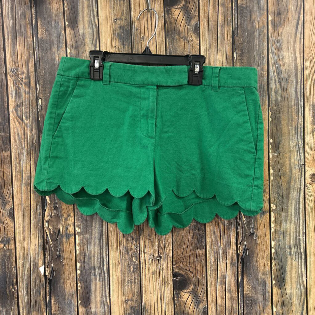 J Crew Green Scalloped Shorts, Womens 8