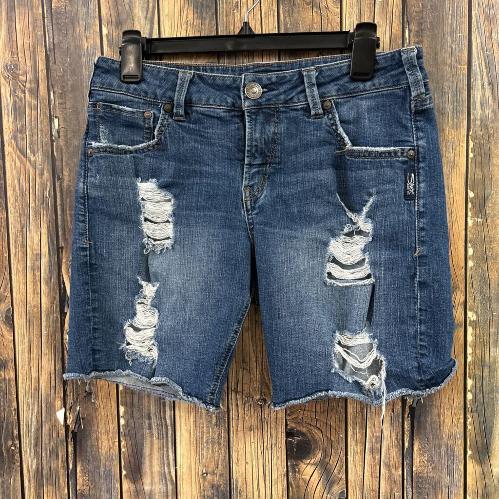 Silver Distressed Shorts, Womens 28