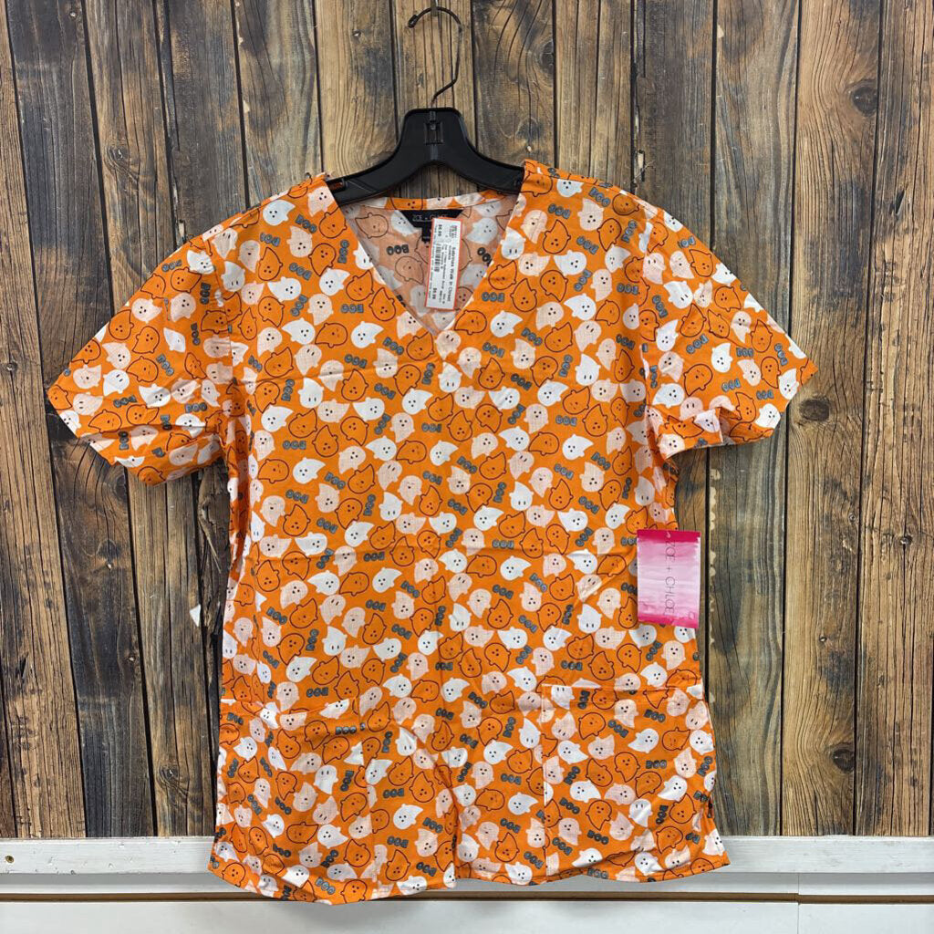 Zoe + Chloe Halloween Scrub Top, Womens M