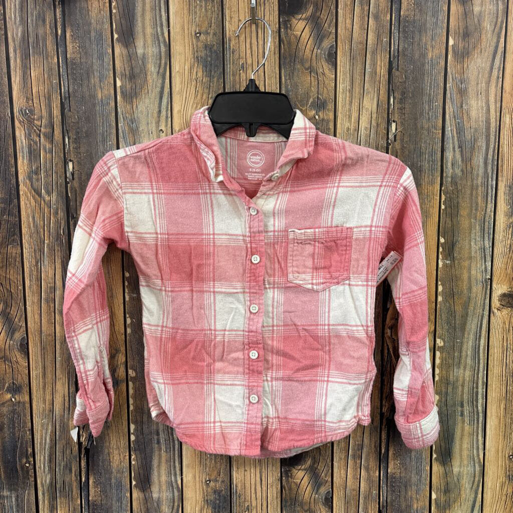 Pink Plaid Button Up, Girls 6