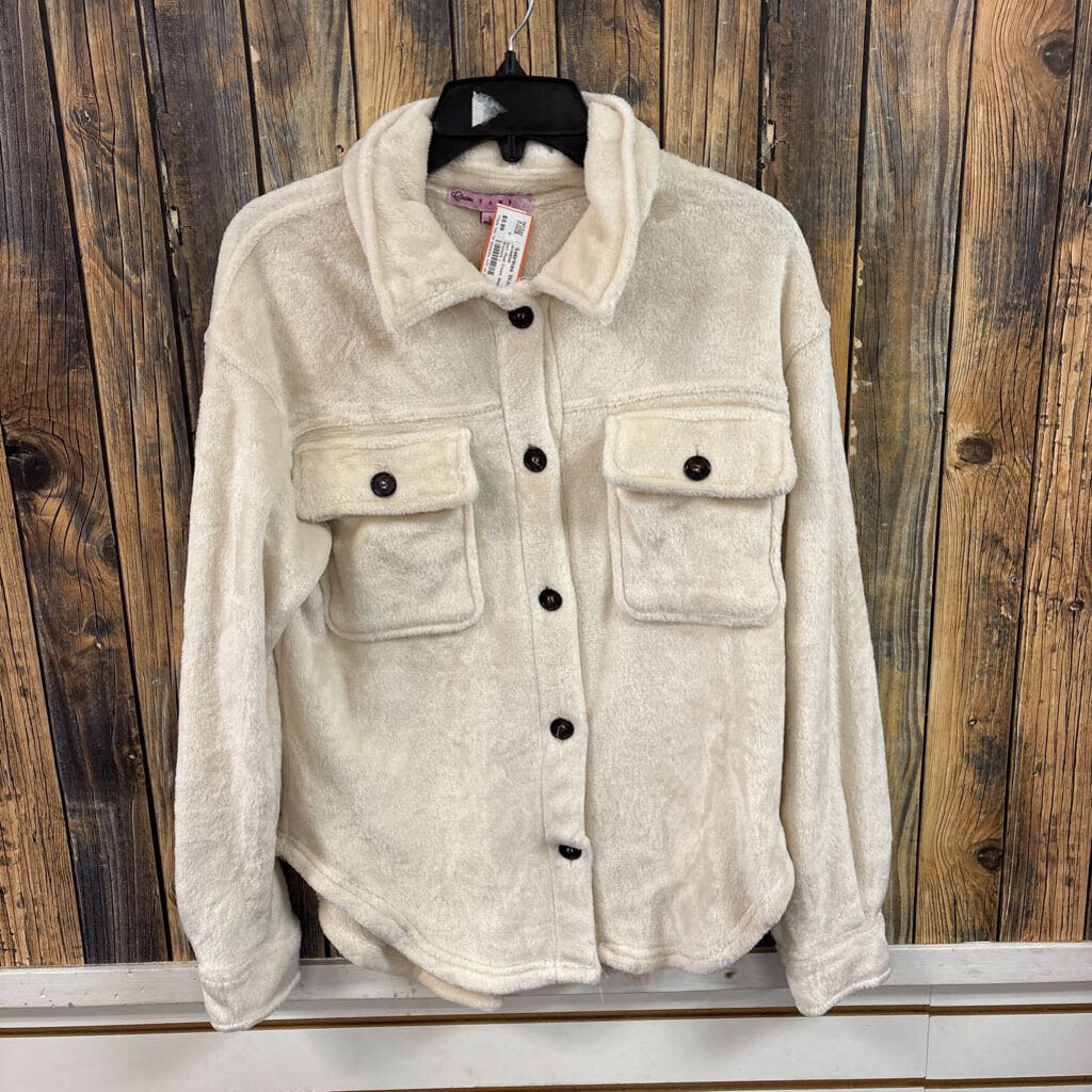 Soft Plush Cream Shacket, Womens L