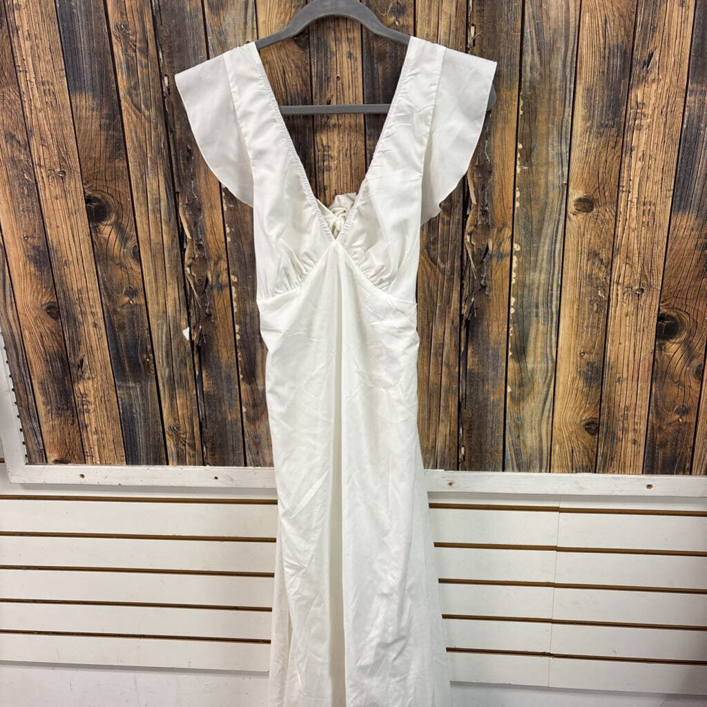 Long White Tie Back Dress, Women's S