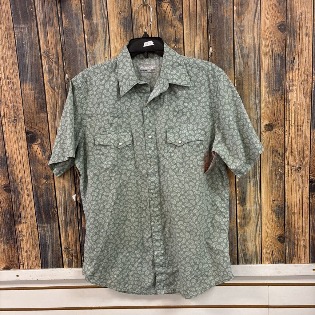Wrangler Sage Paisley Pearl Snap, Men's M