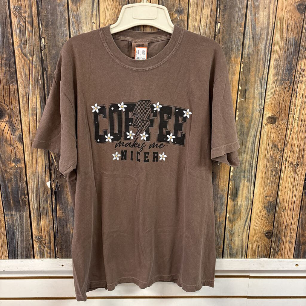 Coffee Makes Me Nicer Tee, Women's L