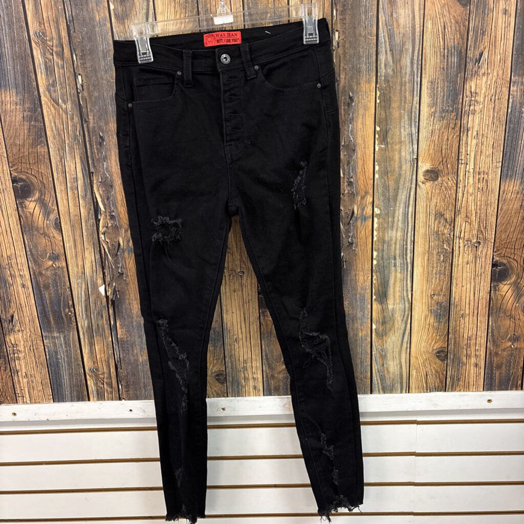 Wax Jean Black Distressed Jeans, Womens 7