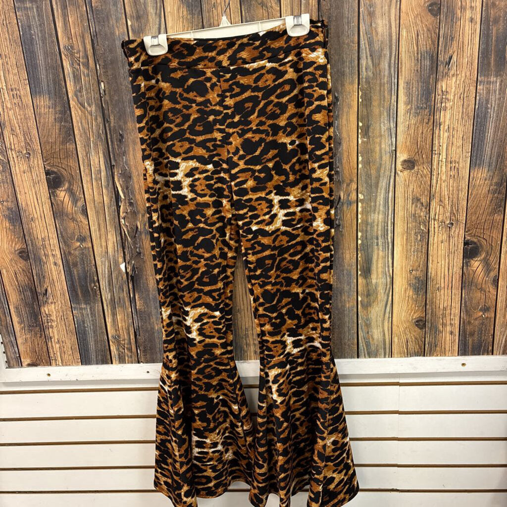Animal Print Flare Pants, Womens L