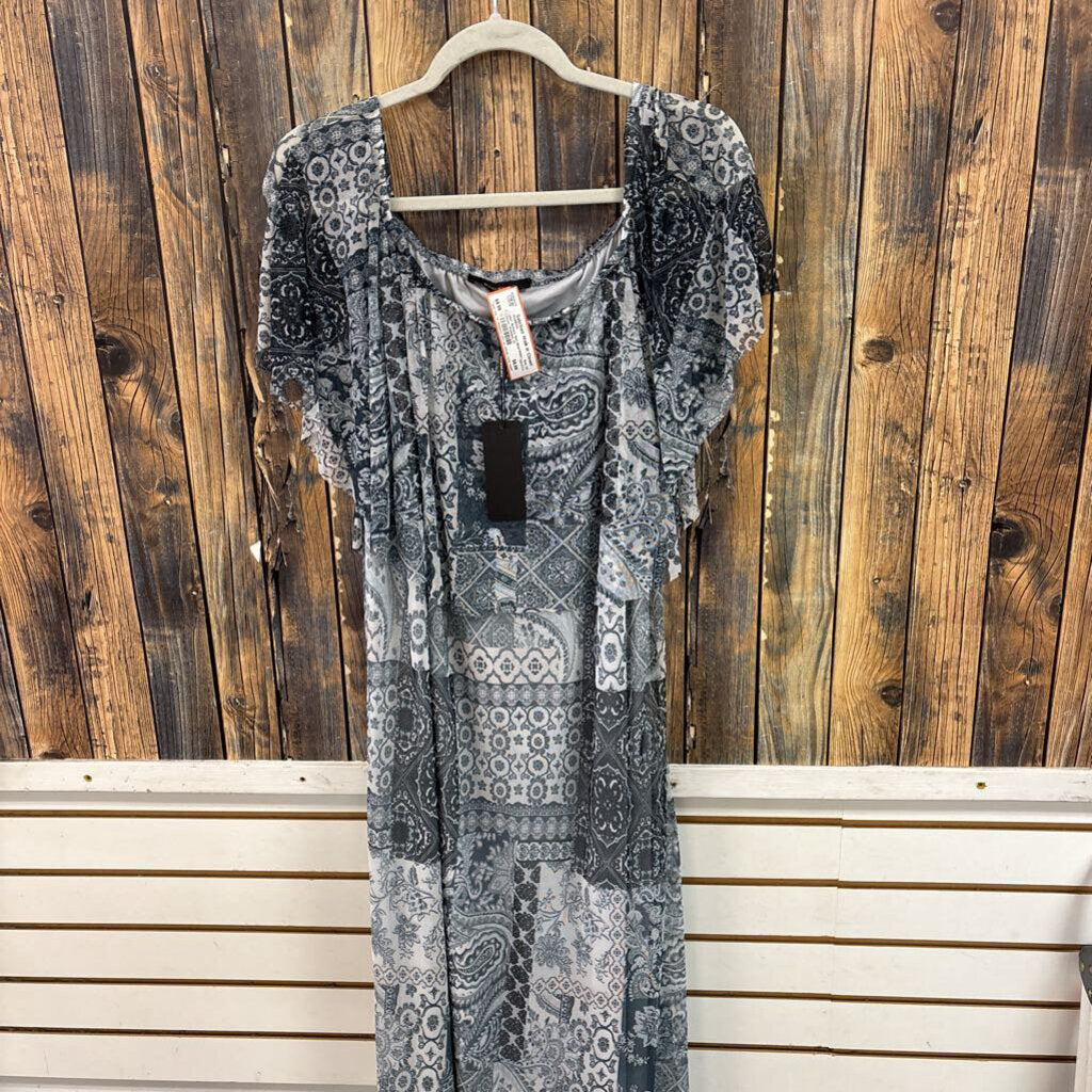 NWT Buttery Soft Blue/White Dress, Womens 3X