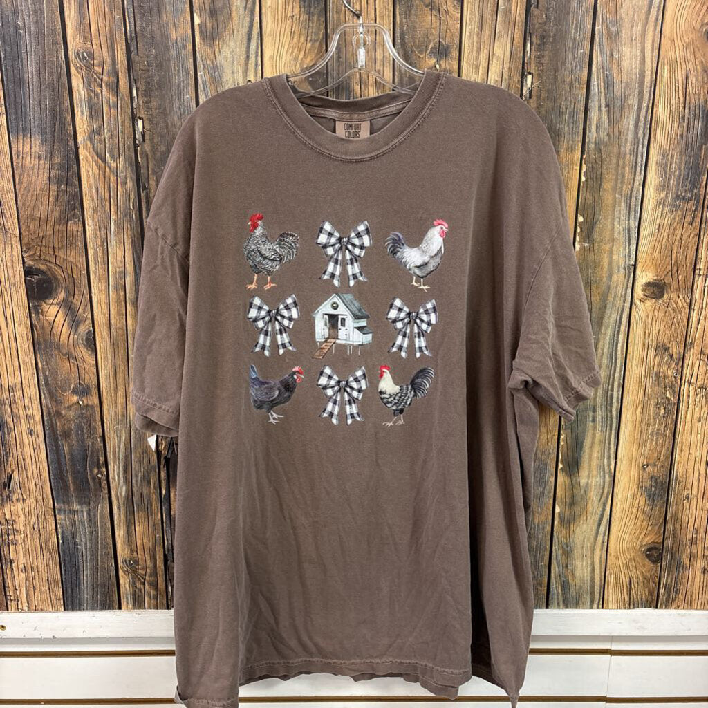 Chicken Bow Tee Shirt Womens 2XL