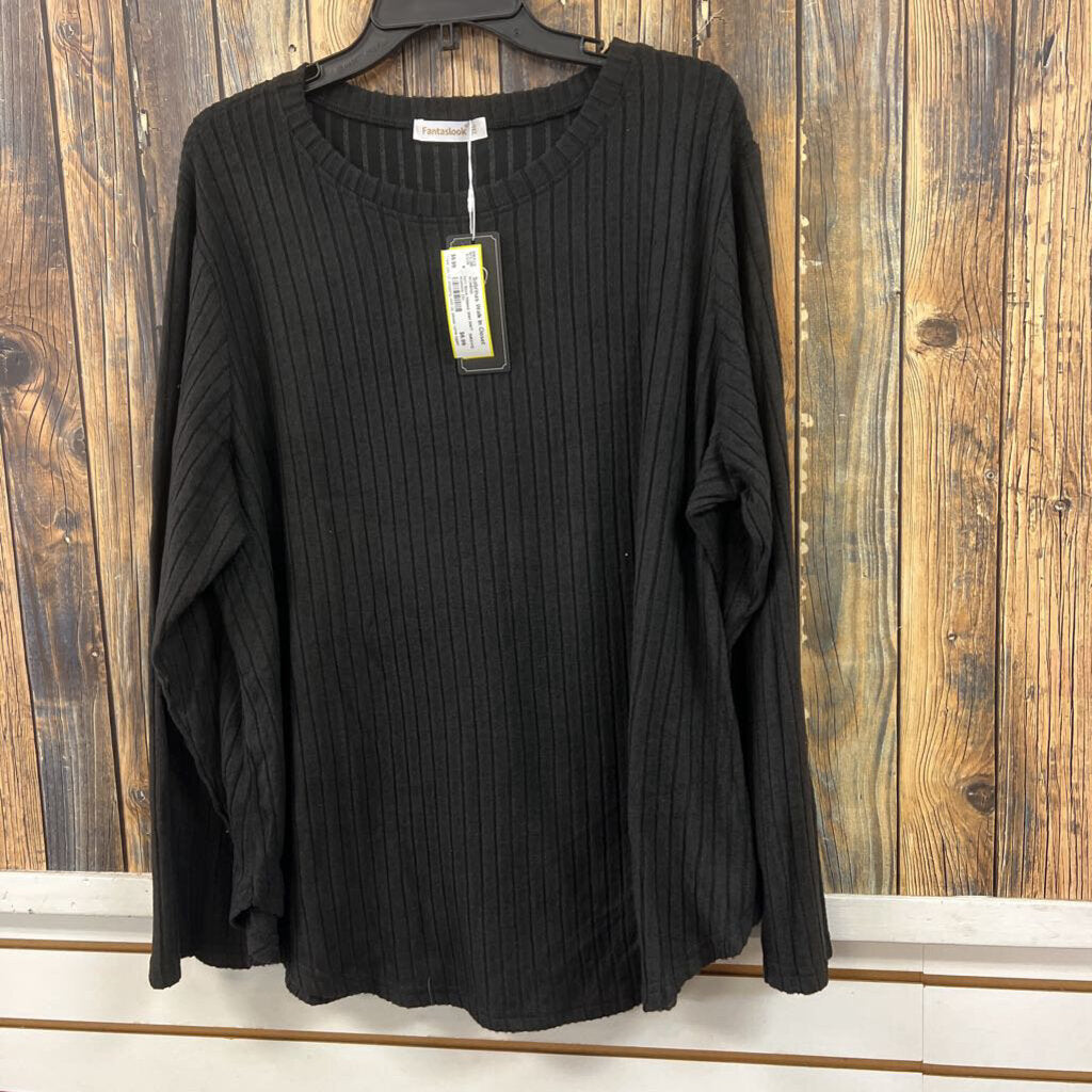Soft Black Ribbed Shirt NWT Womens 2XL