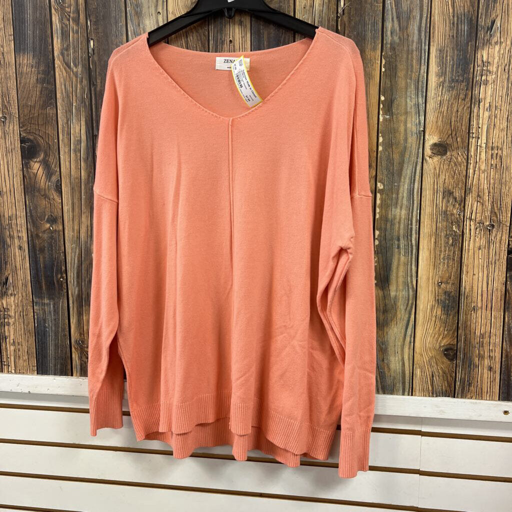 Zenana Peach Sweater, Women's XL
