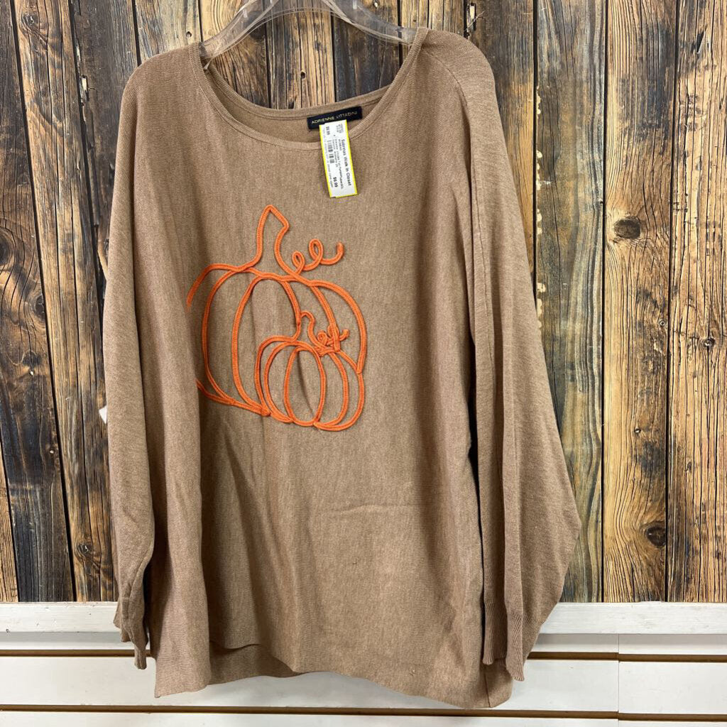 Adrienne Vitadini Tan Pumpkin Sweater, Women's 2X