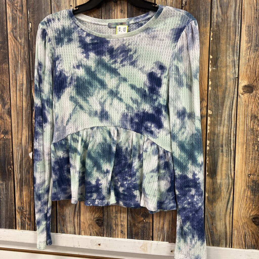 Tie Dye Waffle Knit Top, Womens L