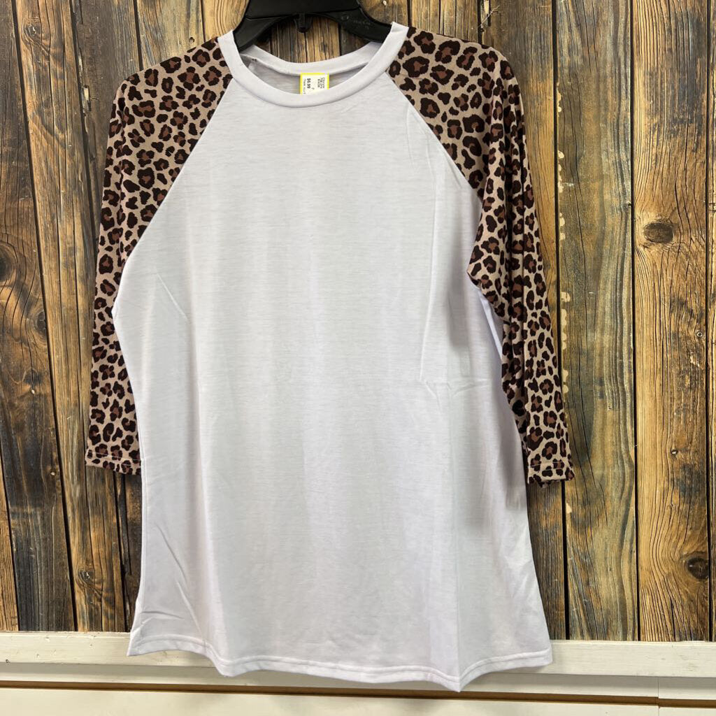 Animal Print Henley Top, Womens M