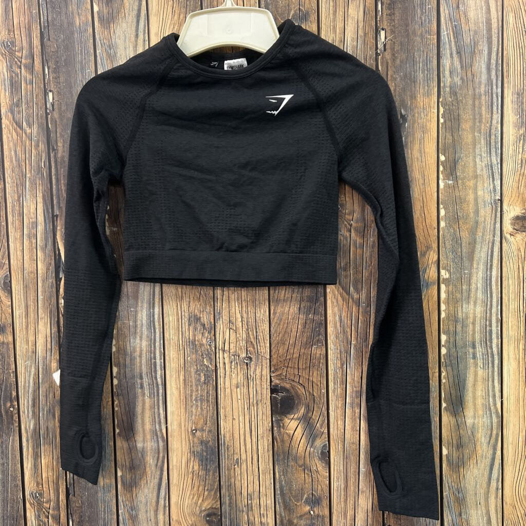 Gymshark Black Crop Top, Womens S