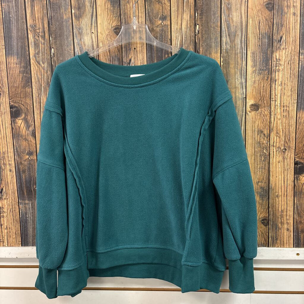 Pink Lily Fleece Teal Sweatshirt, Womens L