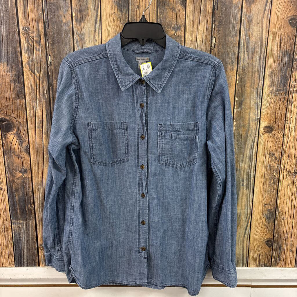 Carhartt Blue Button Up, Womens L