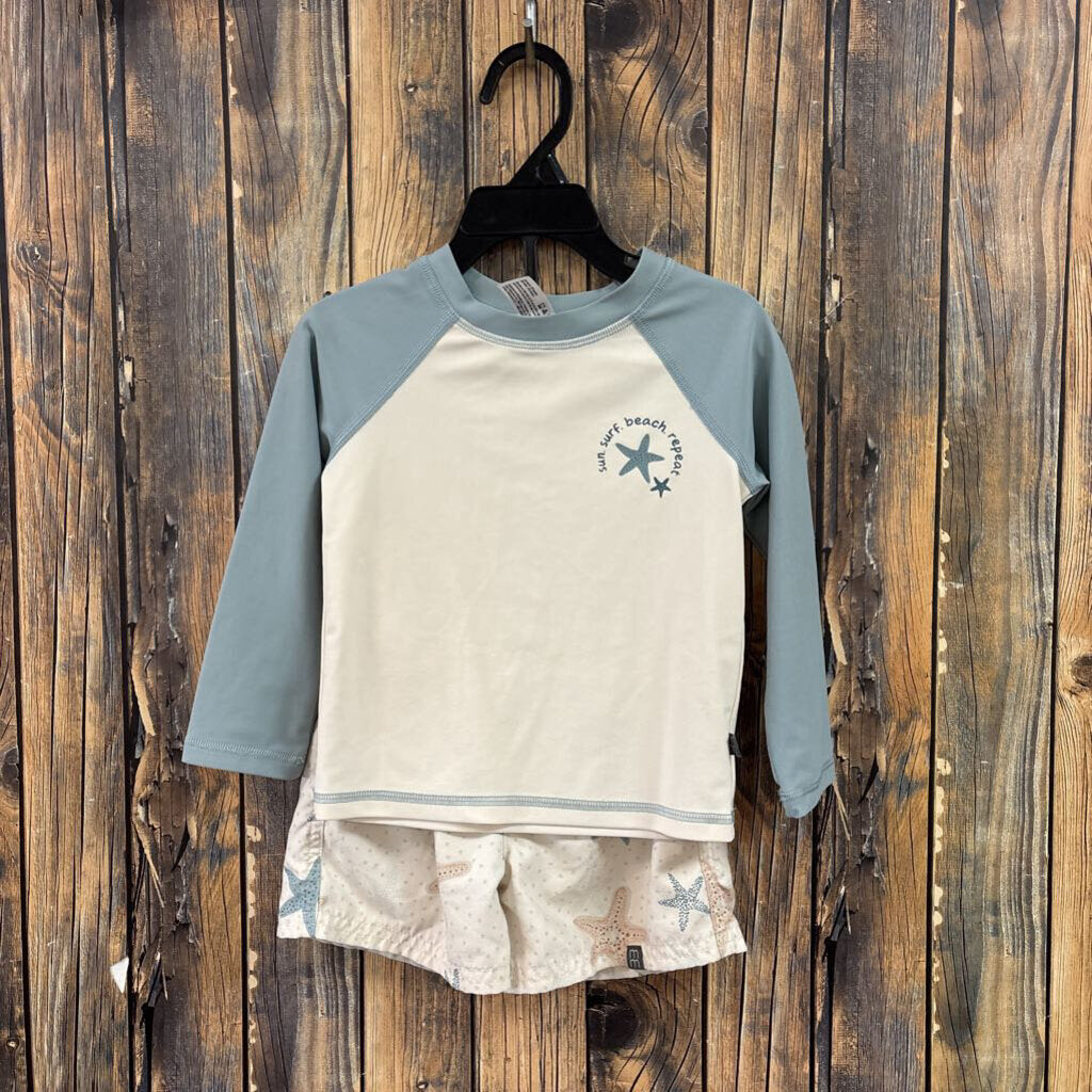 Blue/Cream 2PC Swimset, Boys 2T
