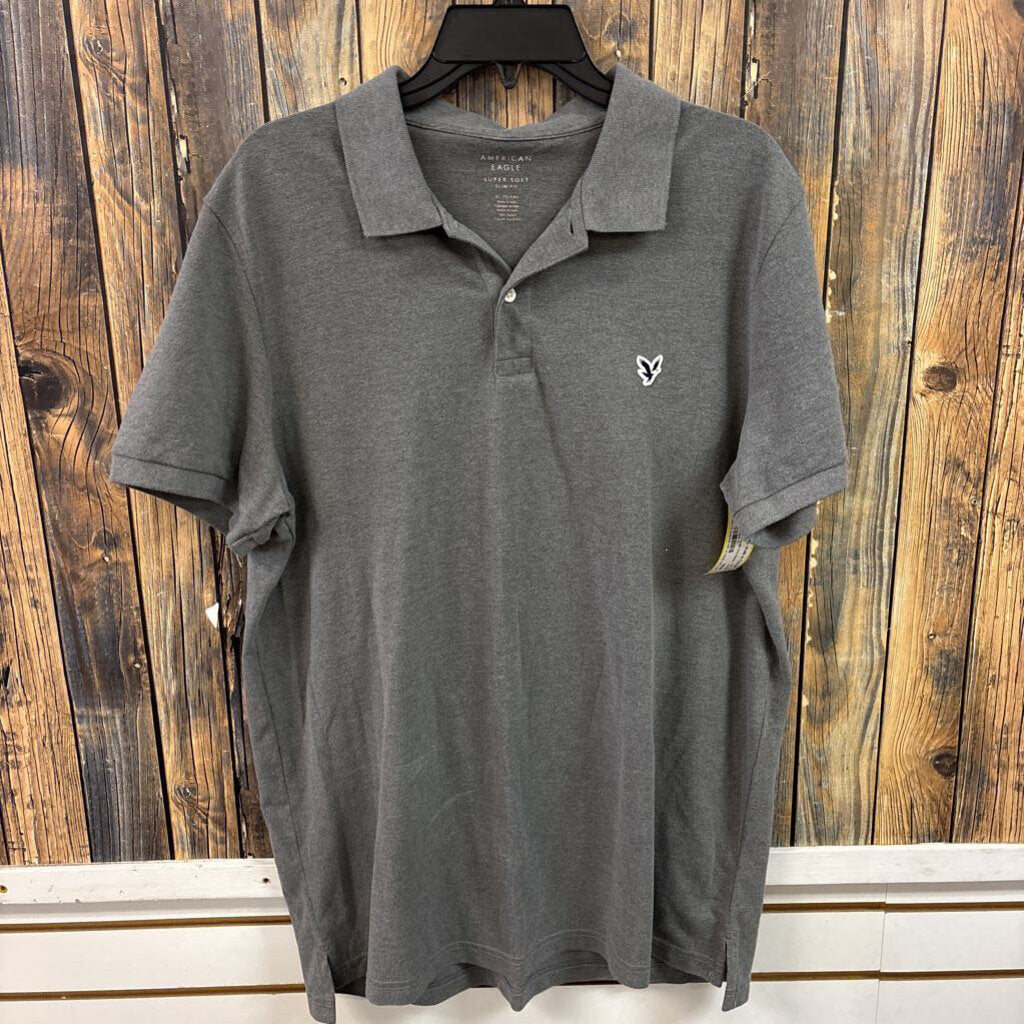 American Eagle Grey Button Up, Mens XL