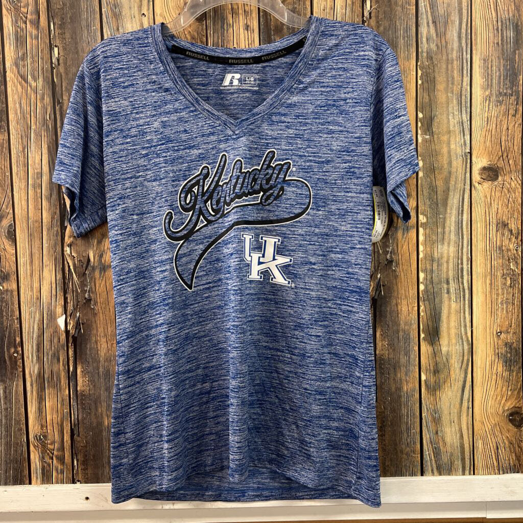 UK Blue Marled V-Neck, Womens L