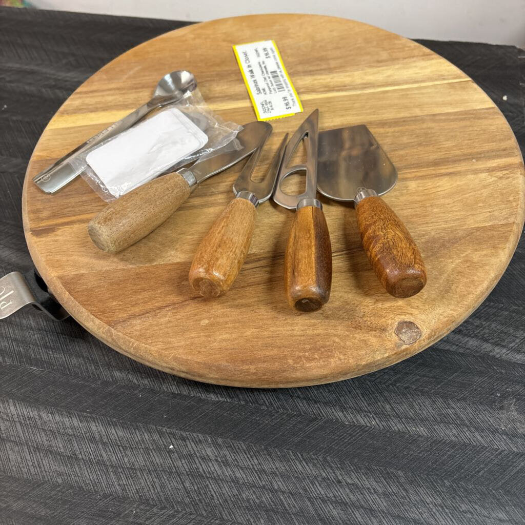 Pampered Chef Charcuterie Lazy Susan w/ Utensils, No Shipping