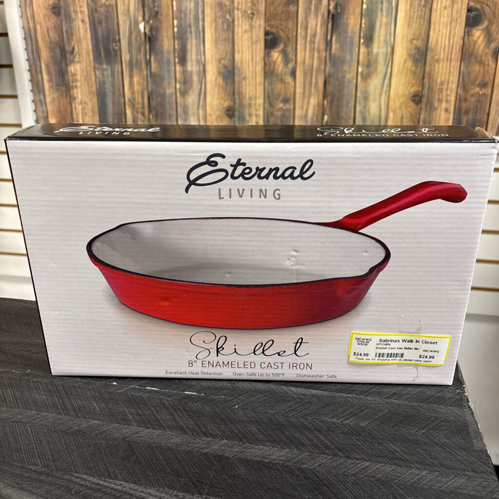 Enamel Cast Iron Skillet 8in